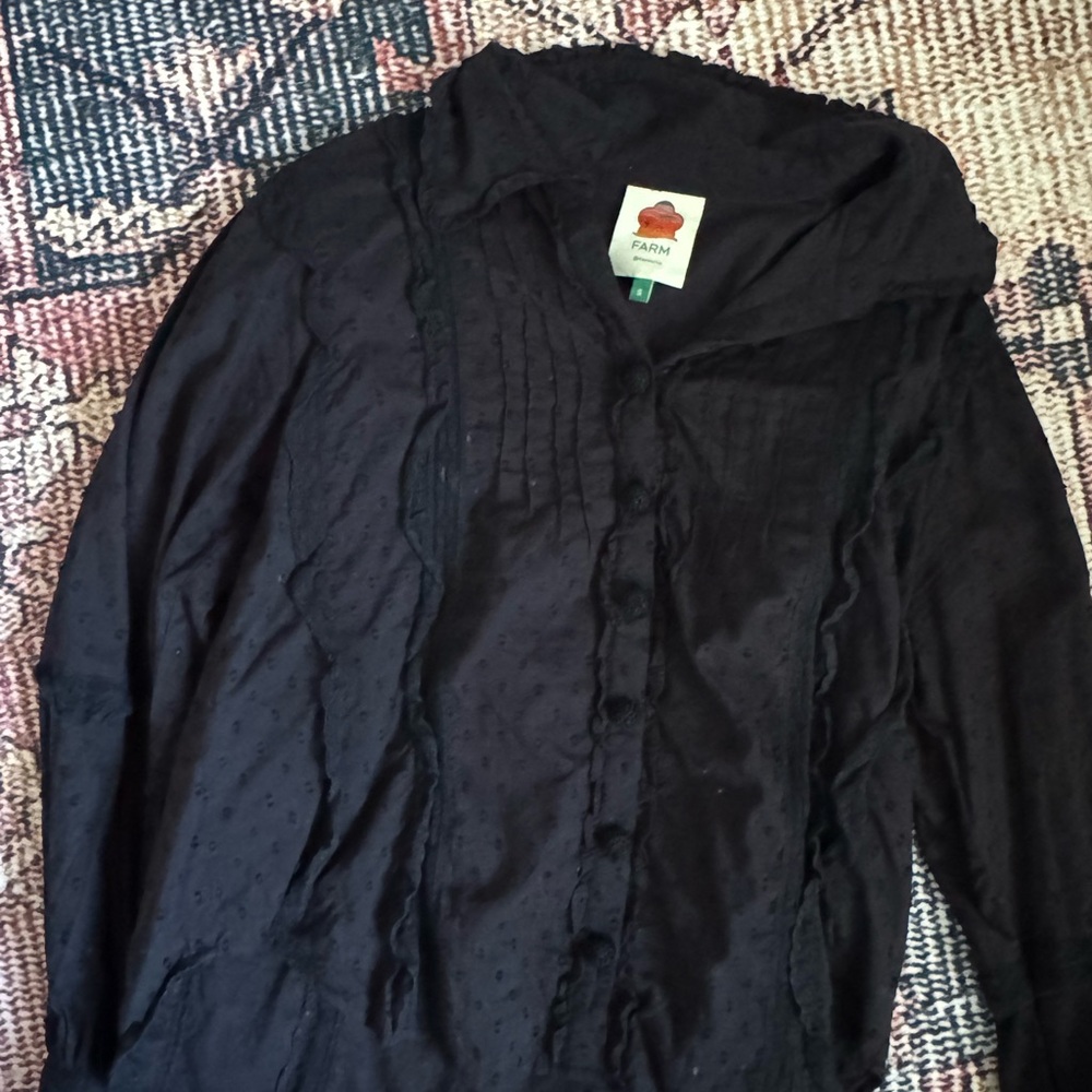 FARM Rio Black Textured Blouse